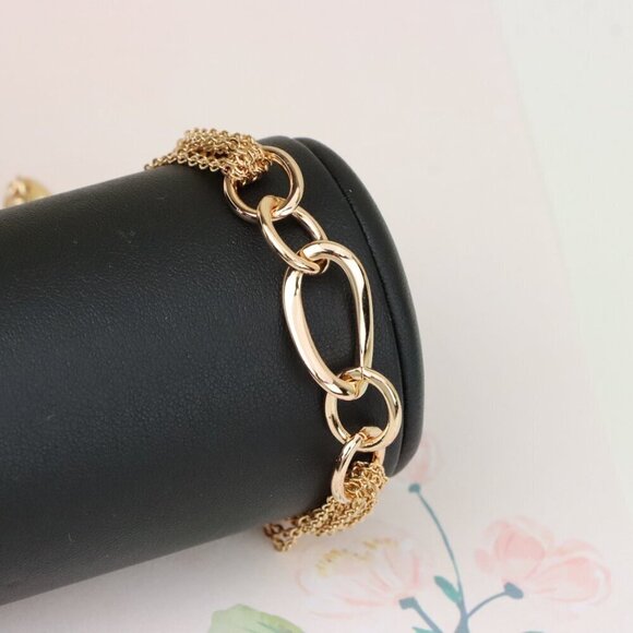 "Chunky Oval Chain Rose Gold Bracelet with Layered Tassel Detail, XPBL1099 - Picture 6 of 12